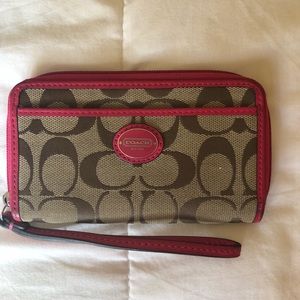Pink and Brown Coach Wristlet (AUTHENTIC)